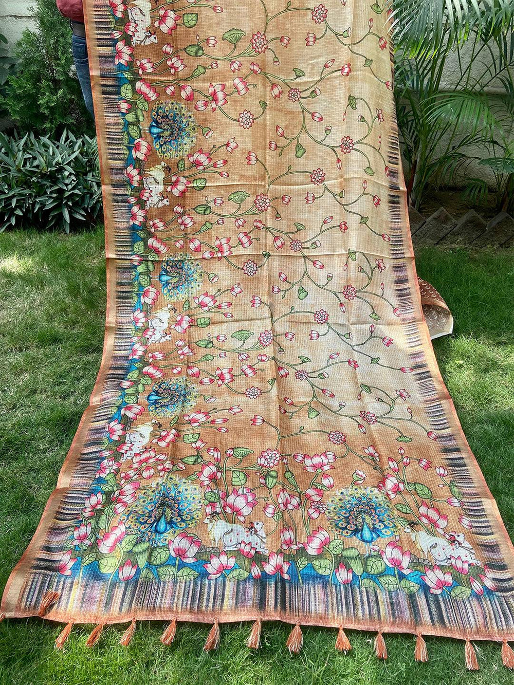 Soft Kota Doriya Silk Saree with Pichwai Prints & Rich Pallu