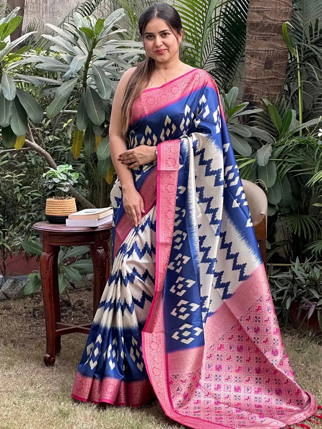 Traditional Banarasi silk saree with vibrant Zari Patola pallu