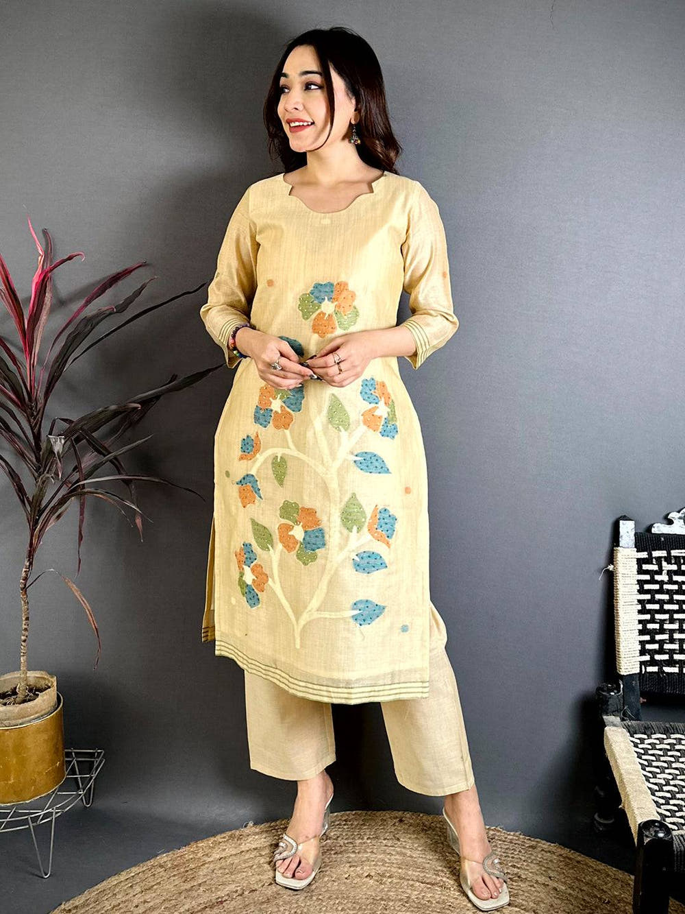 Cream Elegance Handwork Suit Set