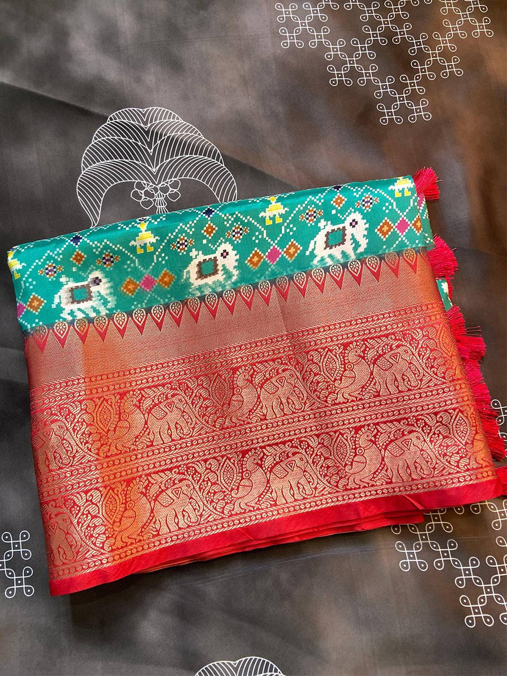 Rama Patola Digital Print Saree
