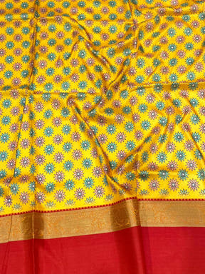 Vibrant Olive Banarasi Kalamkari Silk Saree