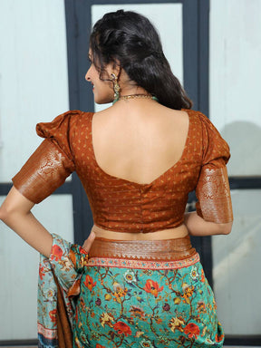 Turquoise Pure Viscose Dola Silk Saree With Mughal Motifs