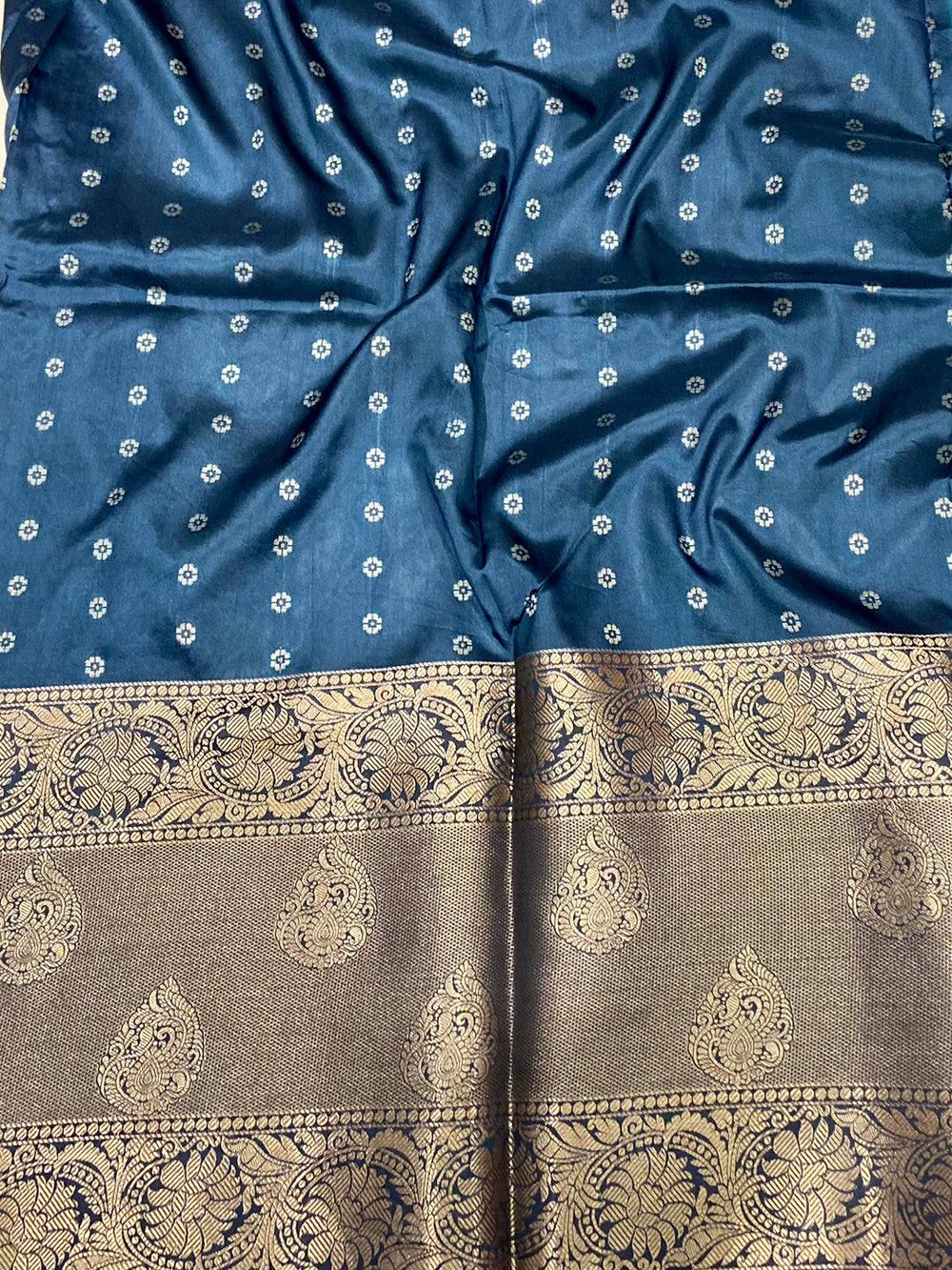Sky Blue Digital Elephant Motifs Banarasi Saree
