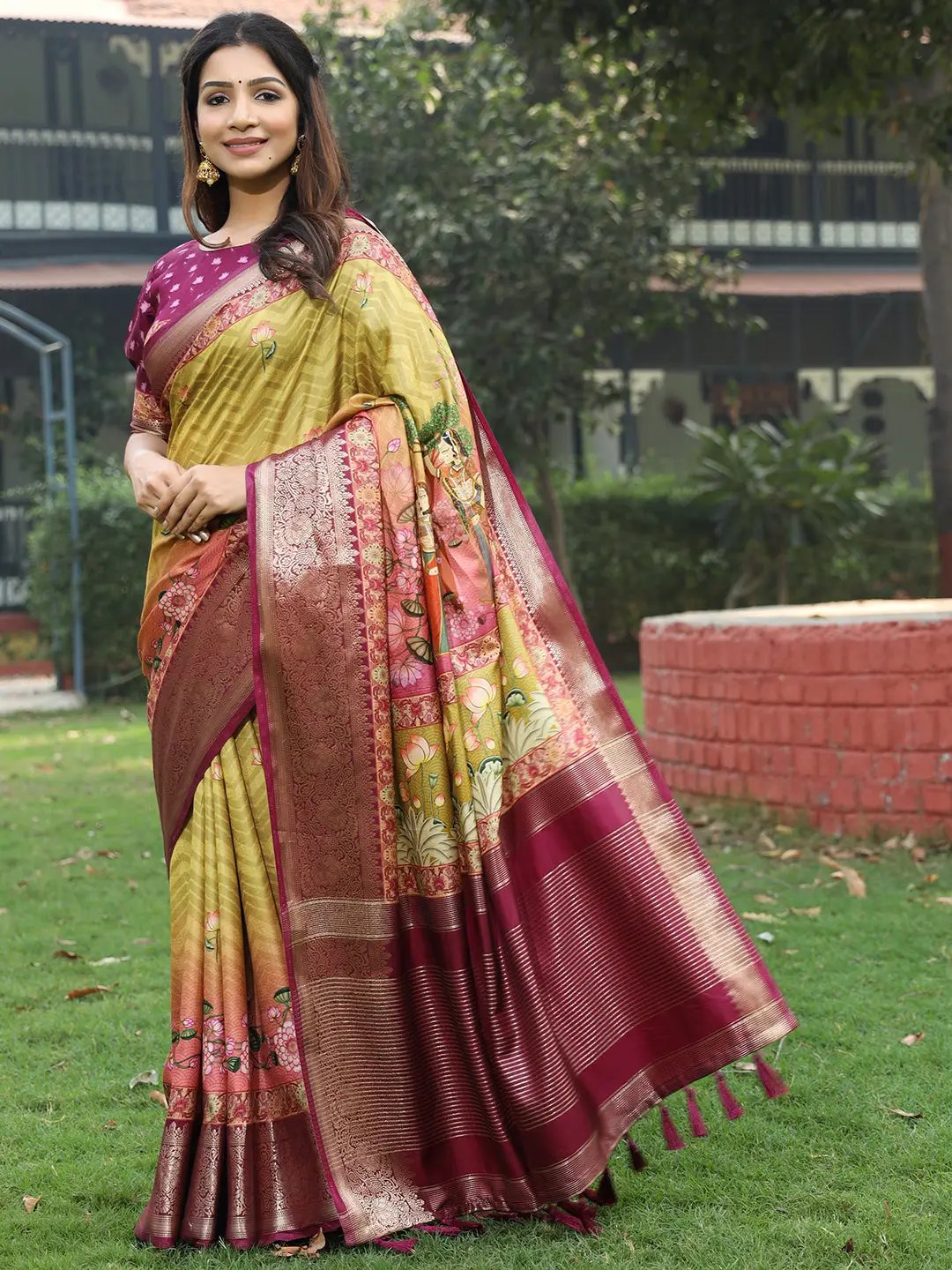  Light Green Colour Viscose Dola Silk Saree