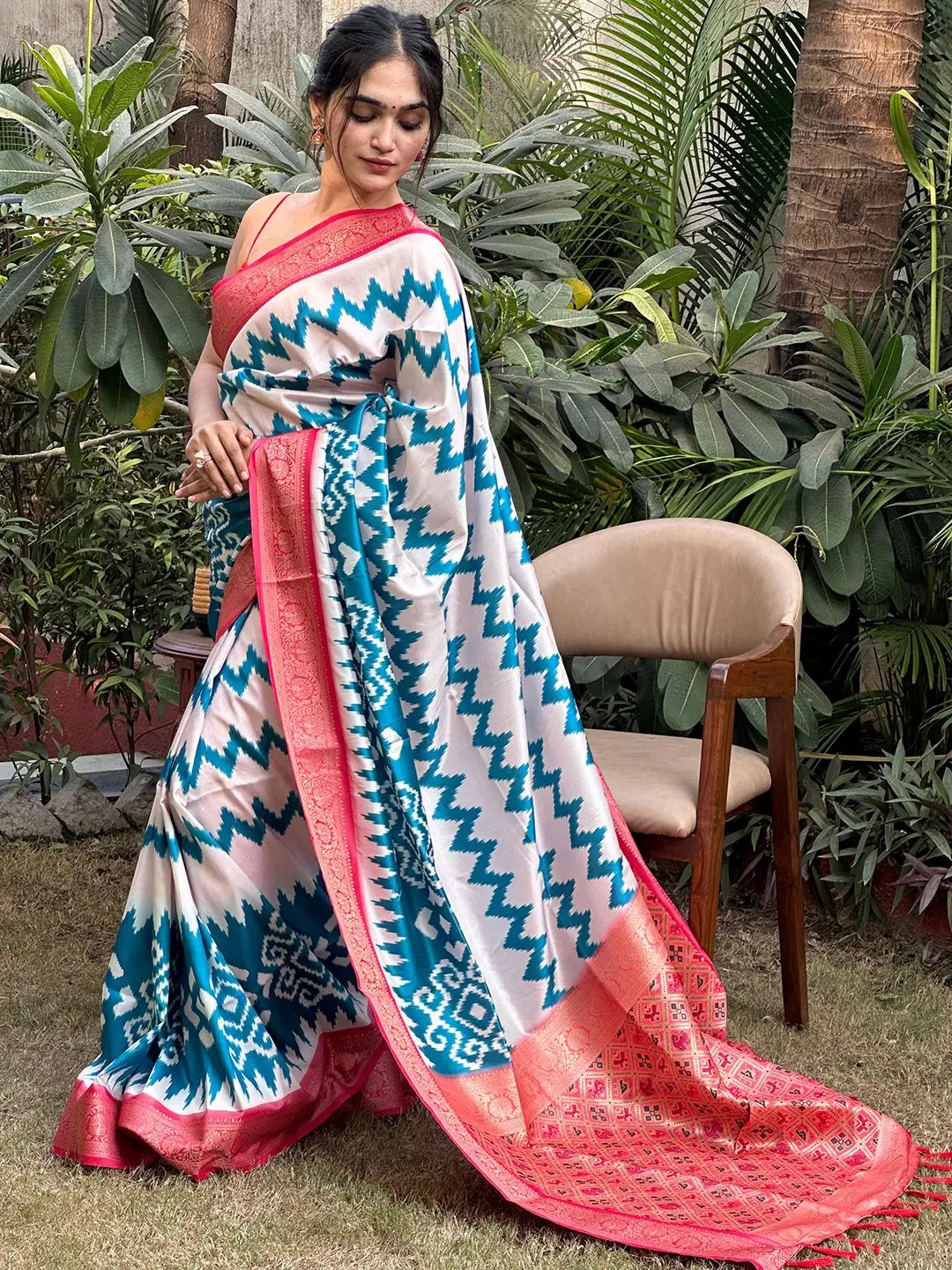 Exclusive Banarasi Soft Silk Saree with Zari Patola Pallu