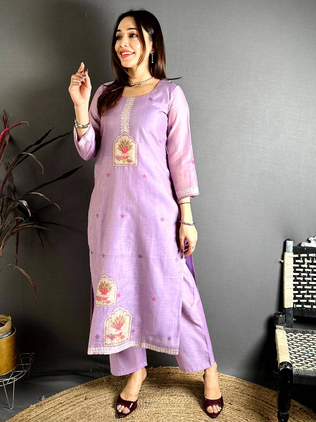 Lavender Floral Weave Dress