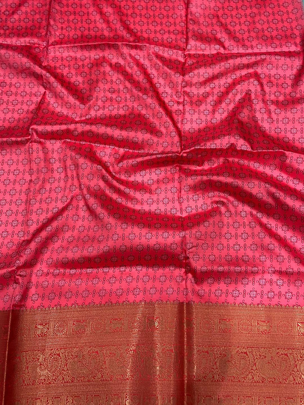 Turquoise Banarasi Silk Kalamkari Printed Saree