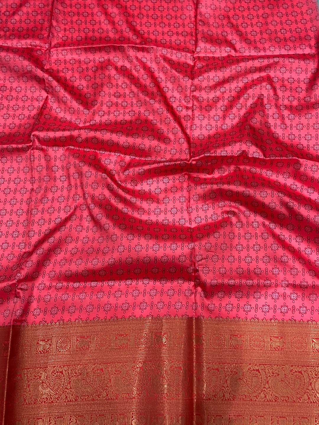 Turquoise Banarasi Silk Kalamkari Printed Saree
