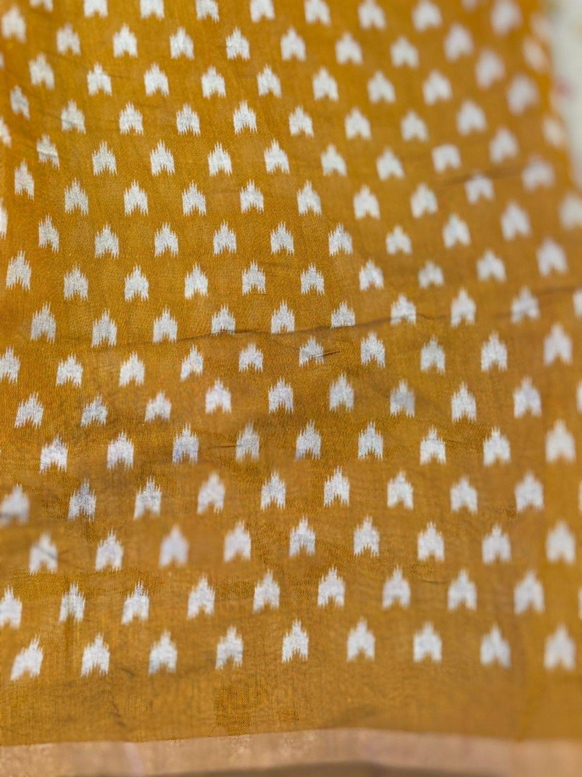 Yellow Mul Cotton Bandhej Print Saree