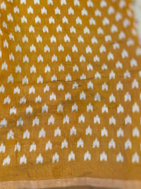 Yellow Mul Cotton Bandhej Print Saree