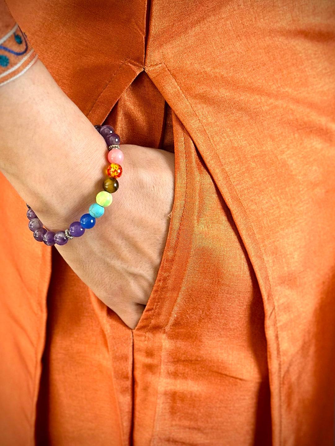 Rust Orange Ari Work Cotton Zari Kurti