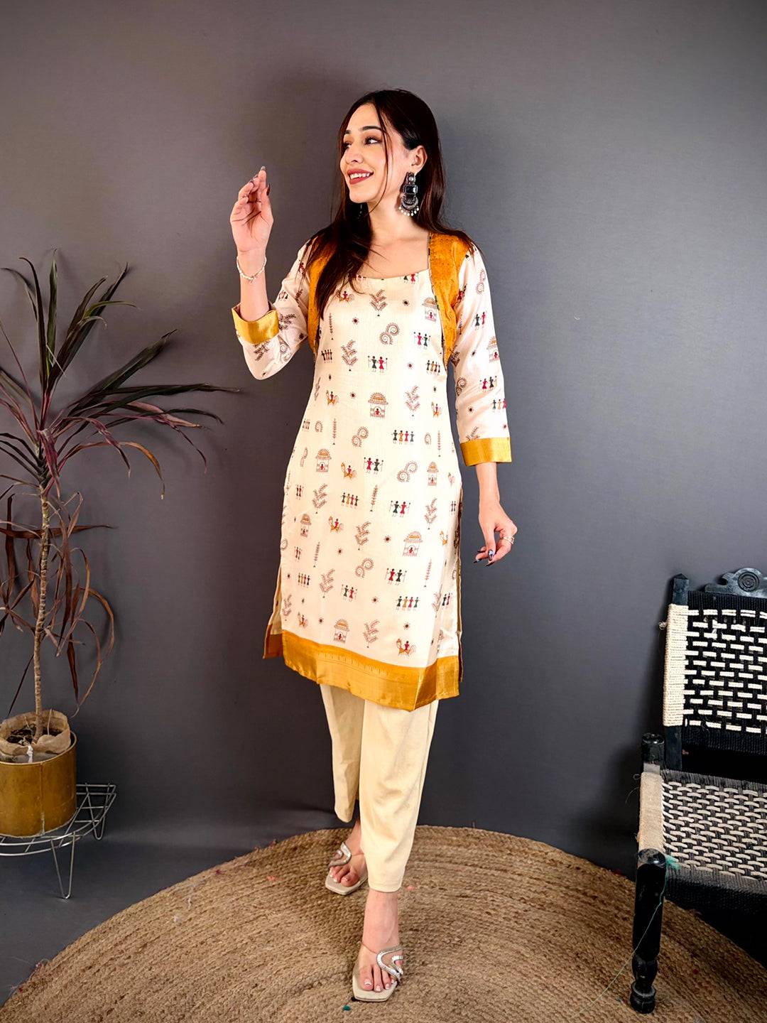 Soft Dola Silk Square Neck Kurti