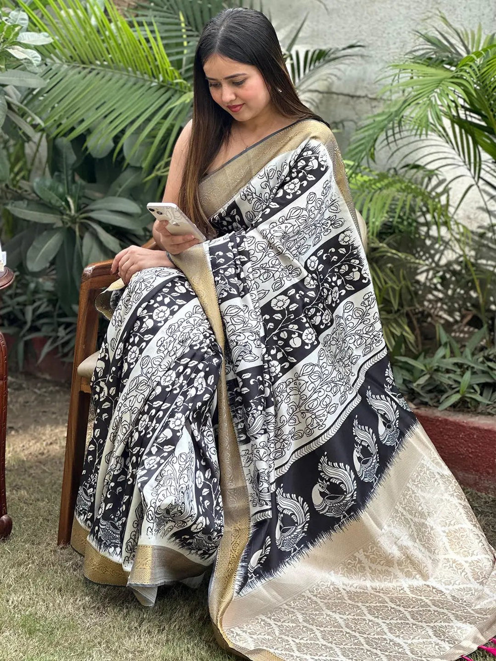 Beautiful Kalamkari saree showcasing exquisite block prints