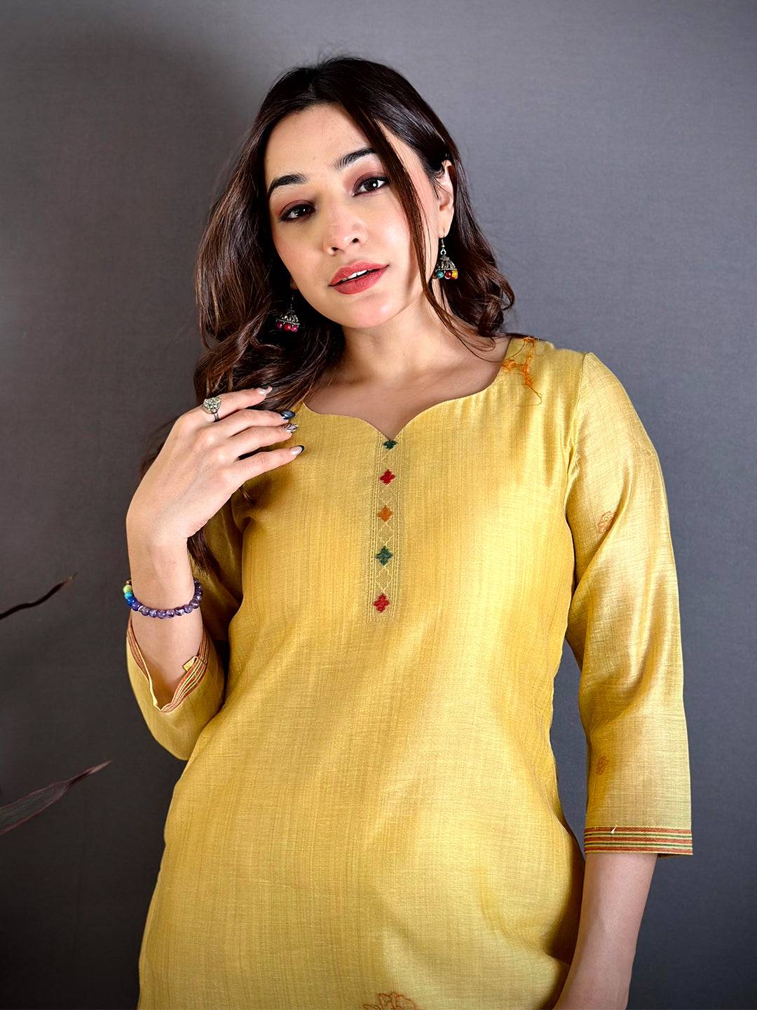 Mustard Floral Weave Dress