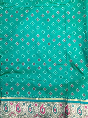 Green Soft Silk Saree With Patola Weaving