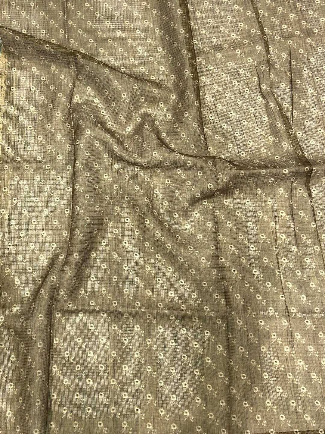 Brown Floral Cut Work Kota Saree
