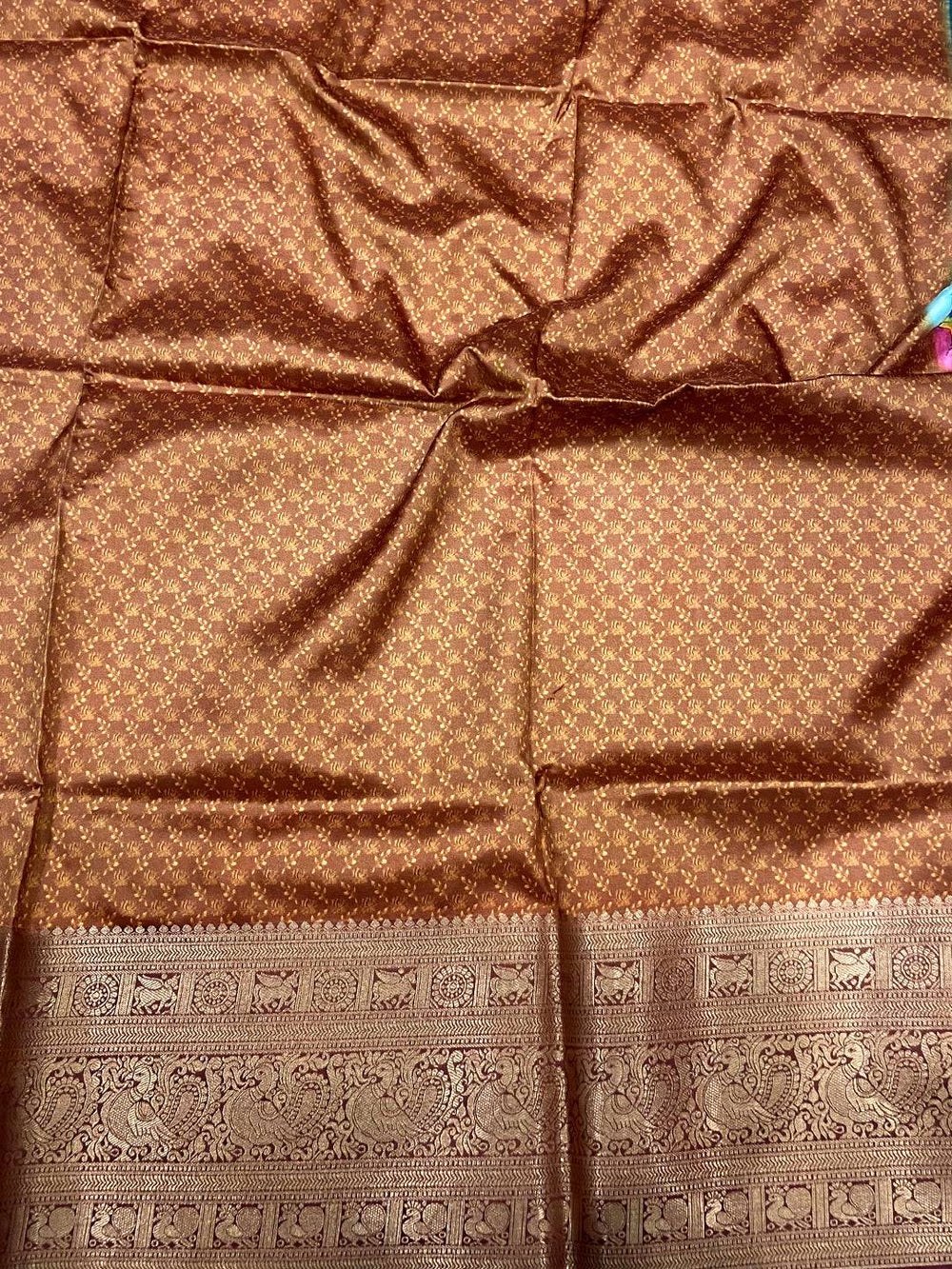 Sky Blue Banarasi Silk Kalamkari Saree