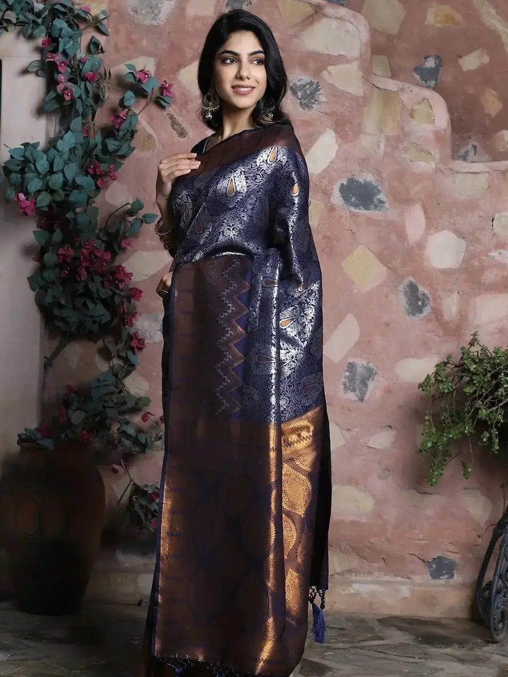Kanjivaram Silk Saree With Zari Work 