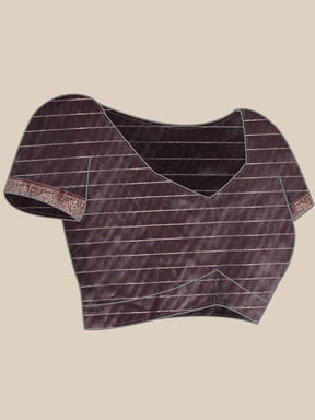 Maroon striped blouse for Banarasi silk saree