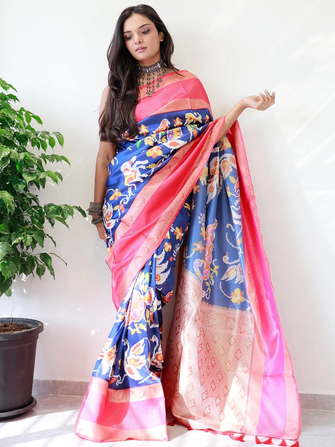 Soft Silk Saree with Gadwal Border and Pochampally Print