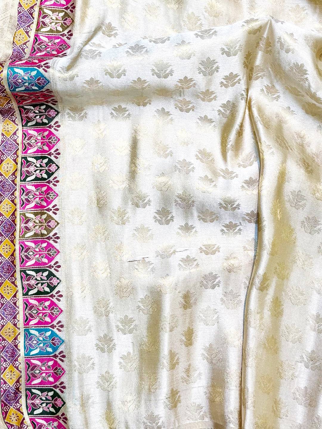 Elegant Kashmiri Jacquard Zari Weaving Saree