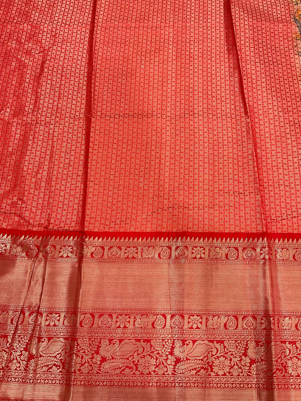 Royal Kalamkari Pattu Banarasi Silk Saree