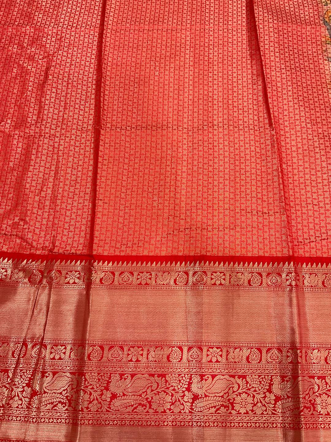 Royal Kalamkari Pattu Banarasi Silk Saree