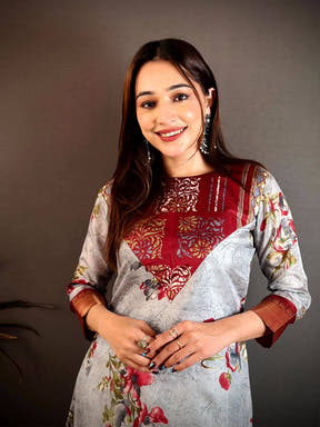 Soft Dola Silk Crew Neck Kurti