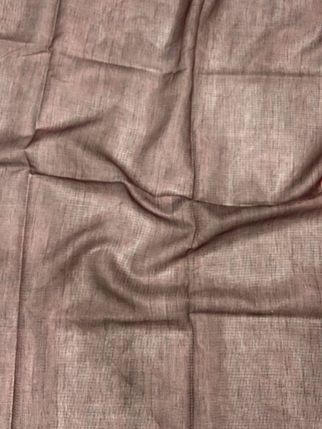Blush Pink Kota Floral Digital Cut Work Saree
