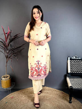 Classic Cream Floral Weave Dress