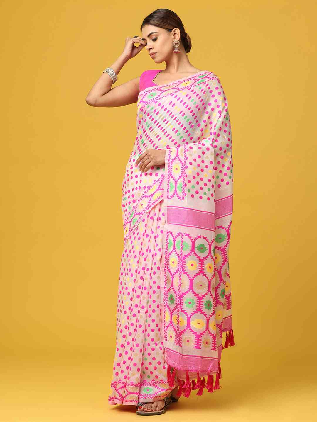  Dhakai Jamdani Cotton Silk Saree