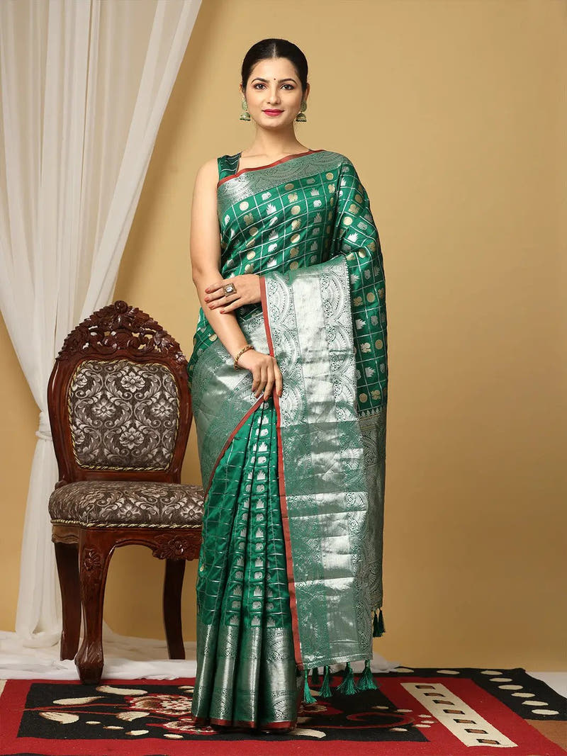  Pure Banarasi Katan Silk Kanchi Zari Weaving Saree