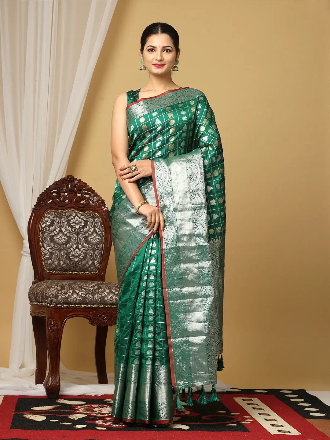  Pure Banarasi Katan Silk Kanchi Zari Weaving Saree