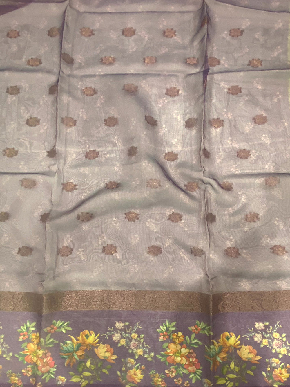 Wine Tissue Digital Floral Saree