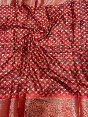 Multi Cherry Satin Kalamkari Saree