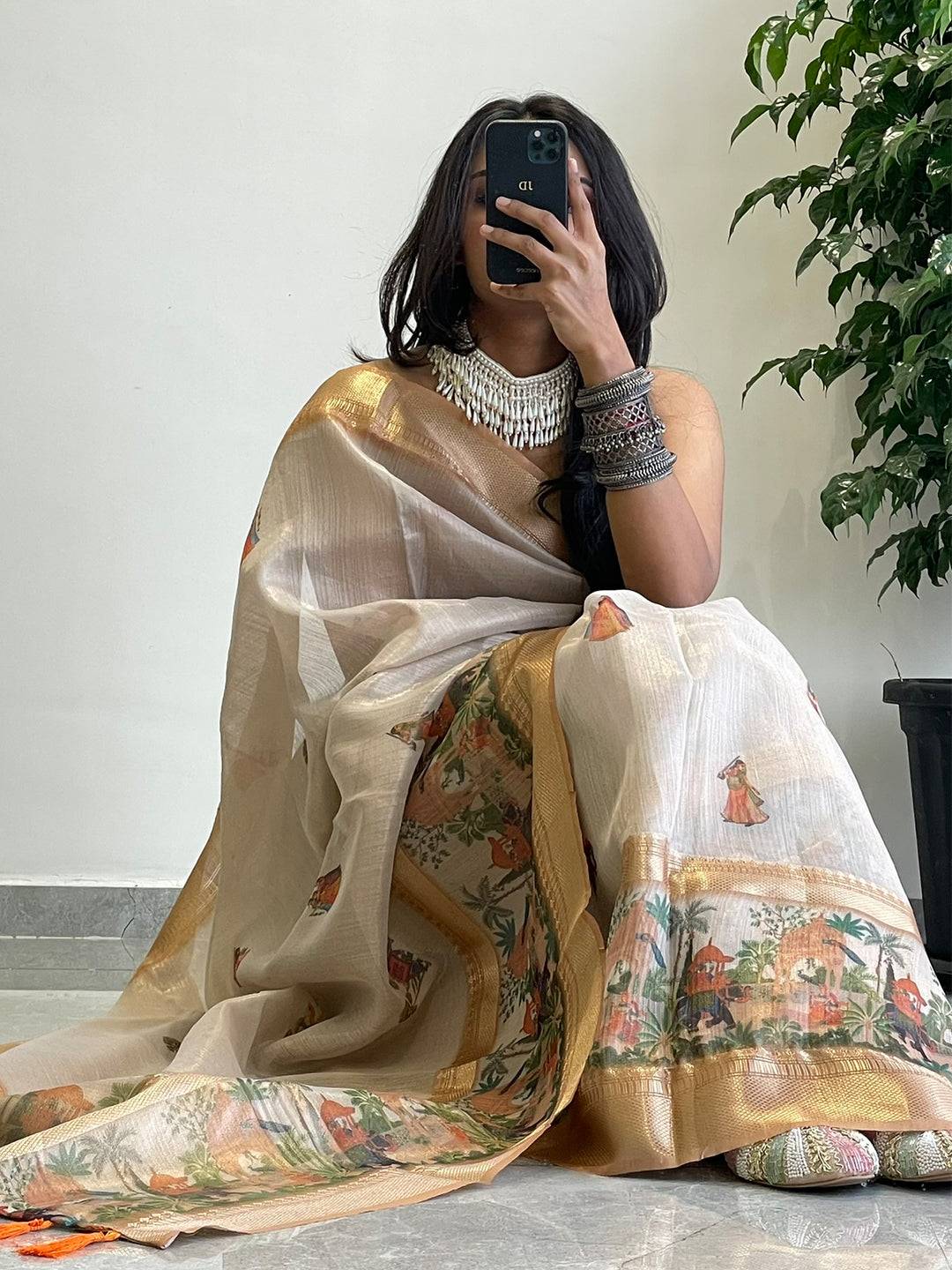 Luxurious zari tissue saree with vibrant digital patterns Vastranand 
