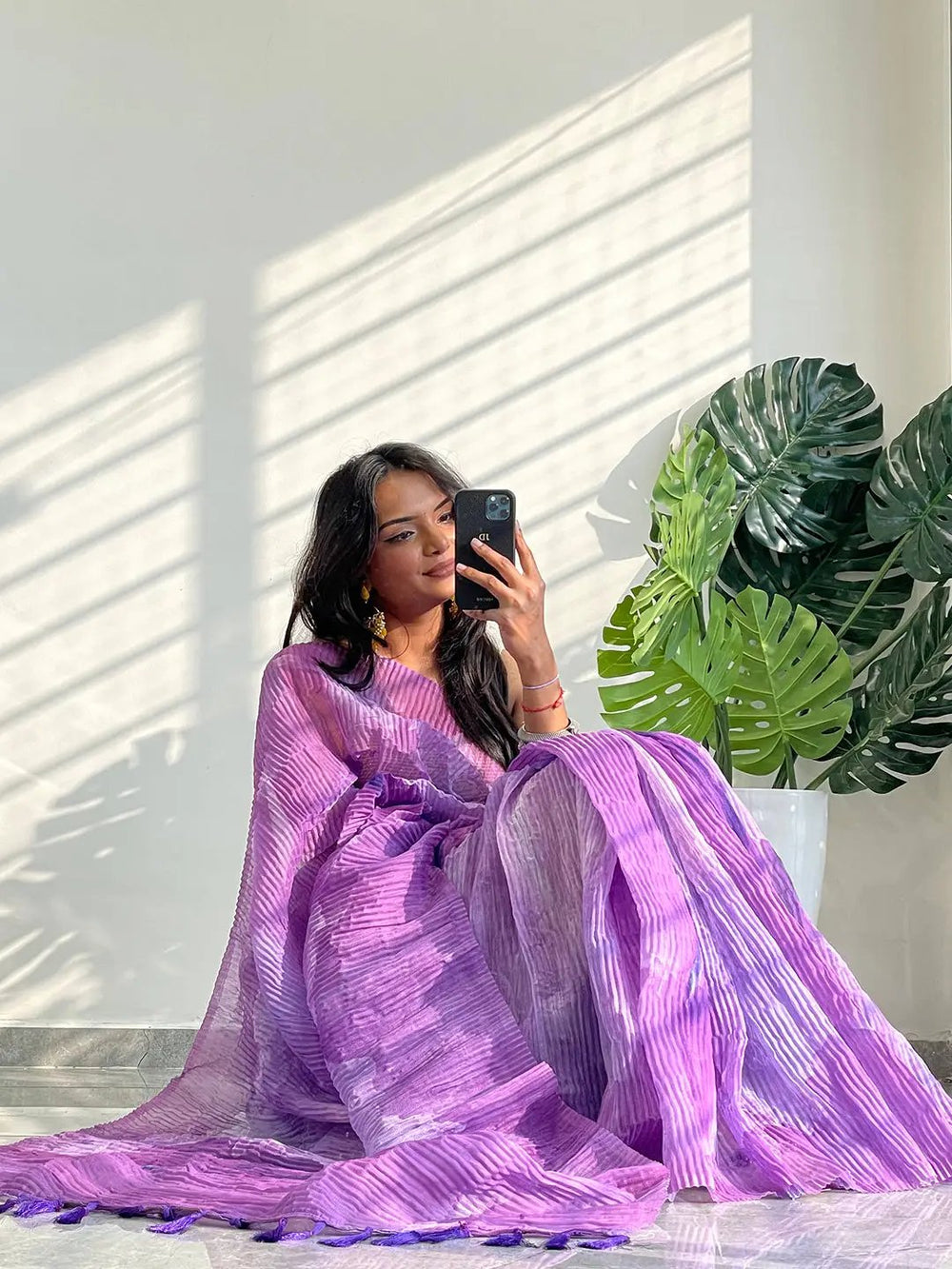 Multicolor Print Bollywood Design Crash Saree 