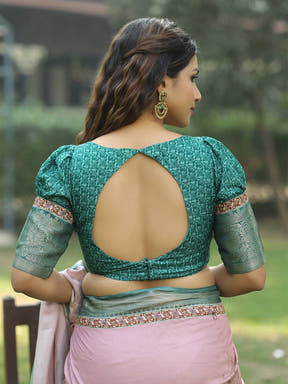 Light Pink Colour Phulkari Design Zari Weaving Pallu Saree