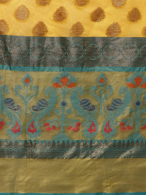 Vibrant Yellow Ethnic Motifs Banarasi Silk Saree