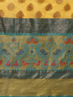 Vibrant Yellow Ethnic Motifs Banarasi Silk Saree
