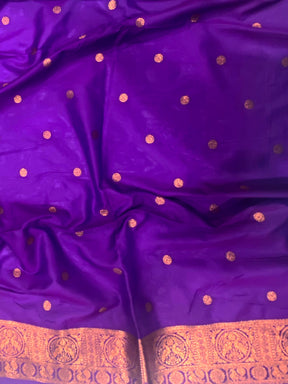 Blue Peacock Feather Paithani Soft Silk Saree