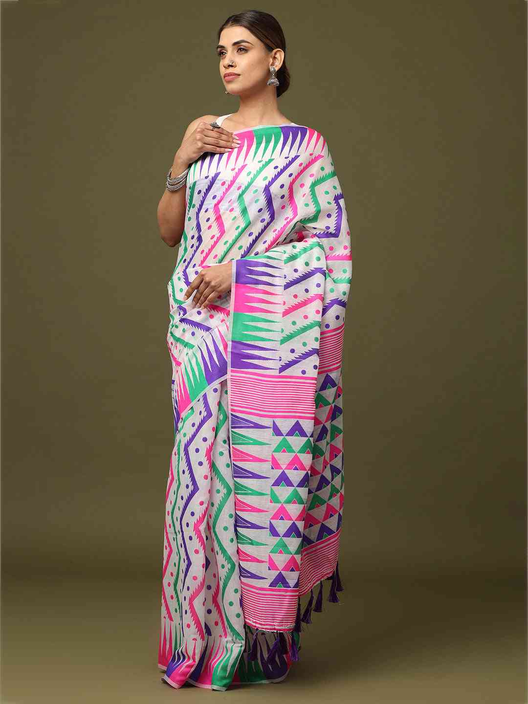  Dhakai Jamdani Cotton Silk Saree