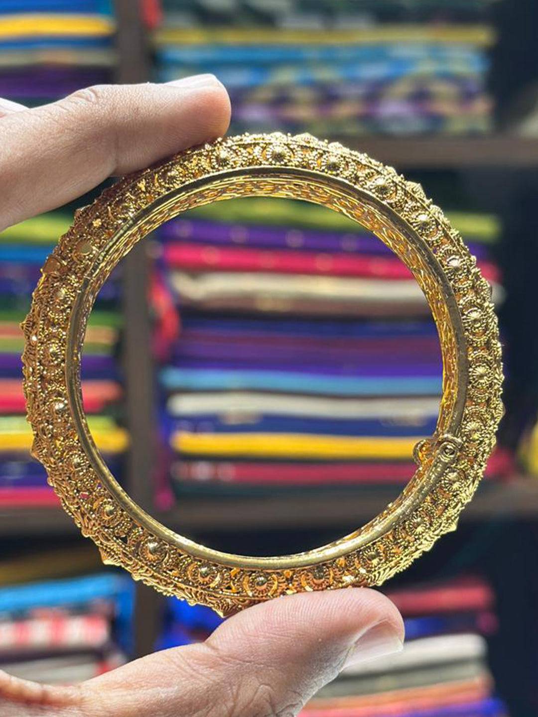 Antique Gold Broad Bangle


