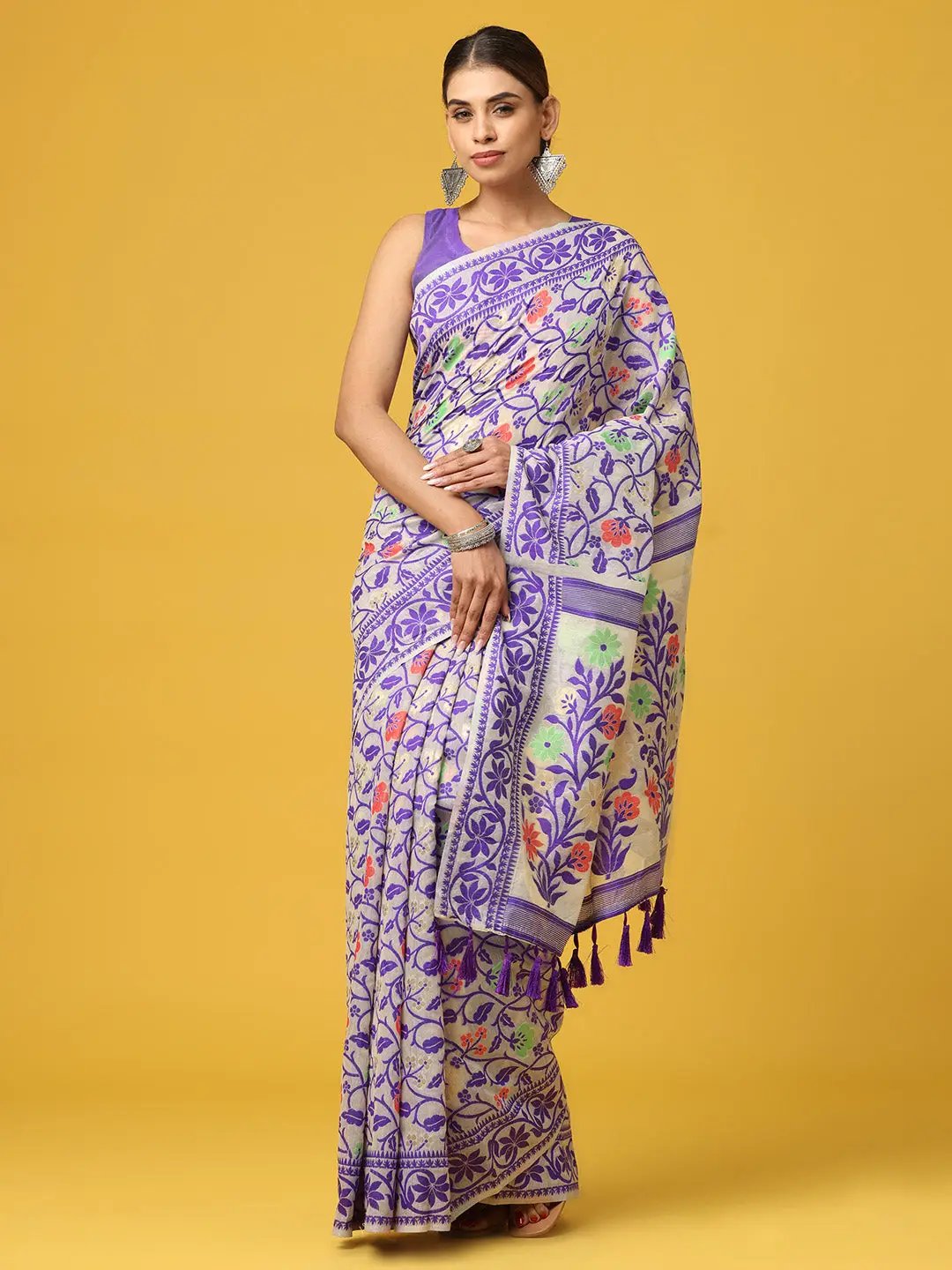  Dhakai Jamdani Cotton Silk Saree