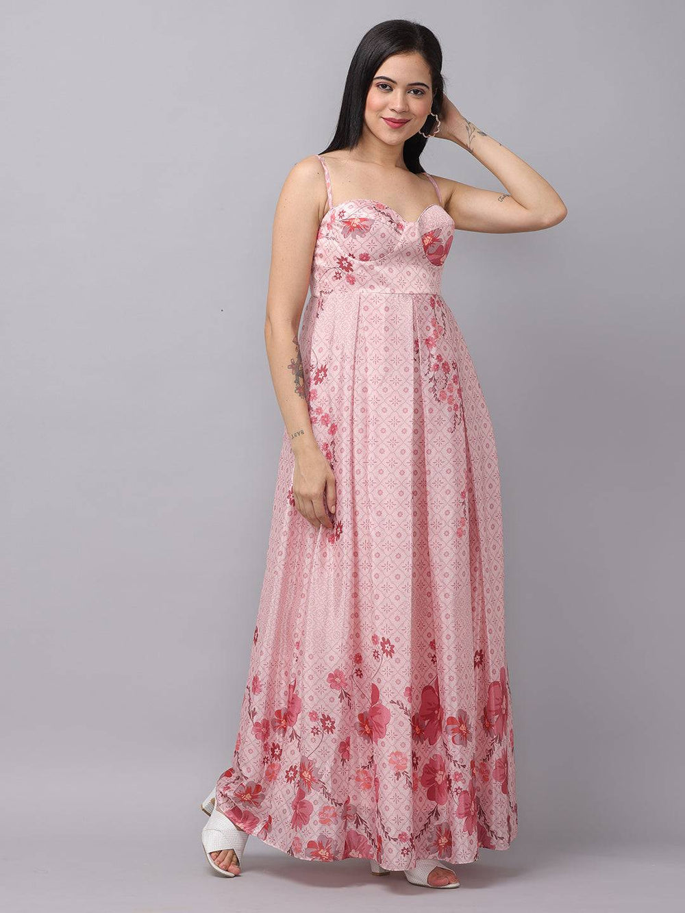 Pink floral Enchantment Corset Dress front view