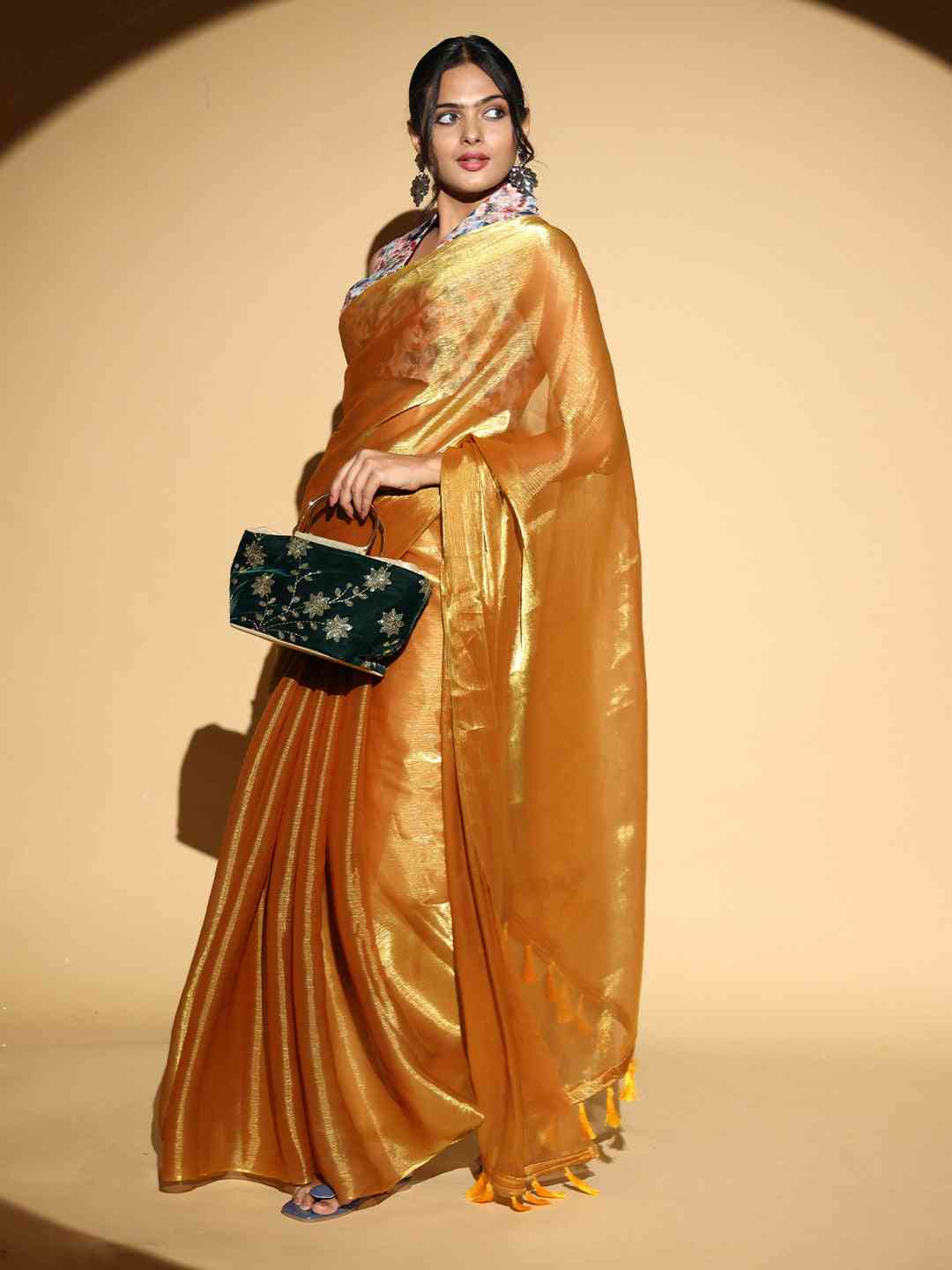 Chiffon Dual Tone Party Wear Designer Saree