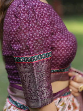 Pink Colour Phulkari Design Zari Weaving Pallu Saree
