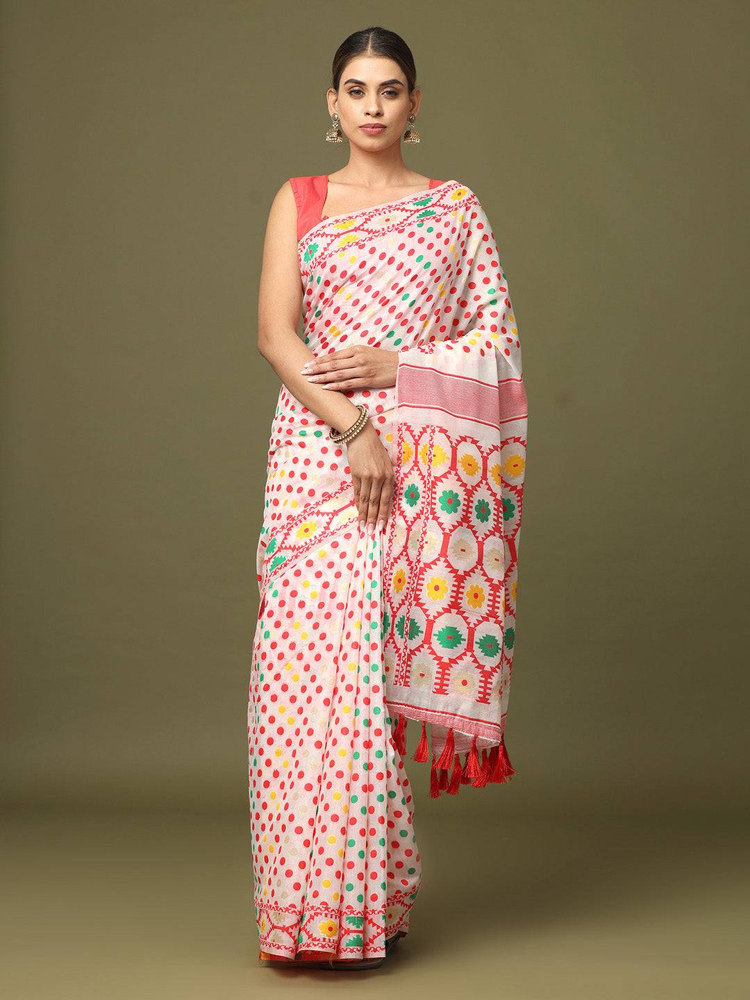  Dhakai Jamdani Cotton Silk Saree