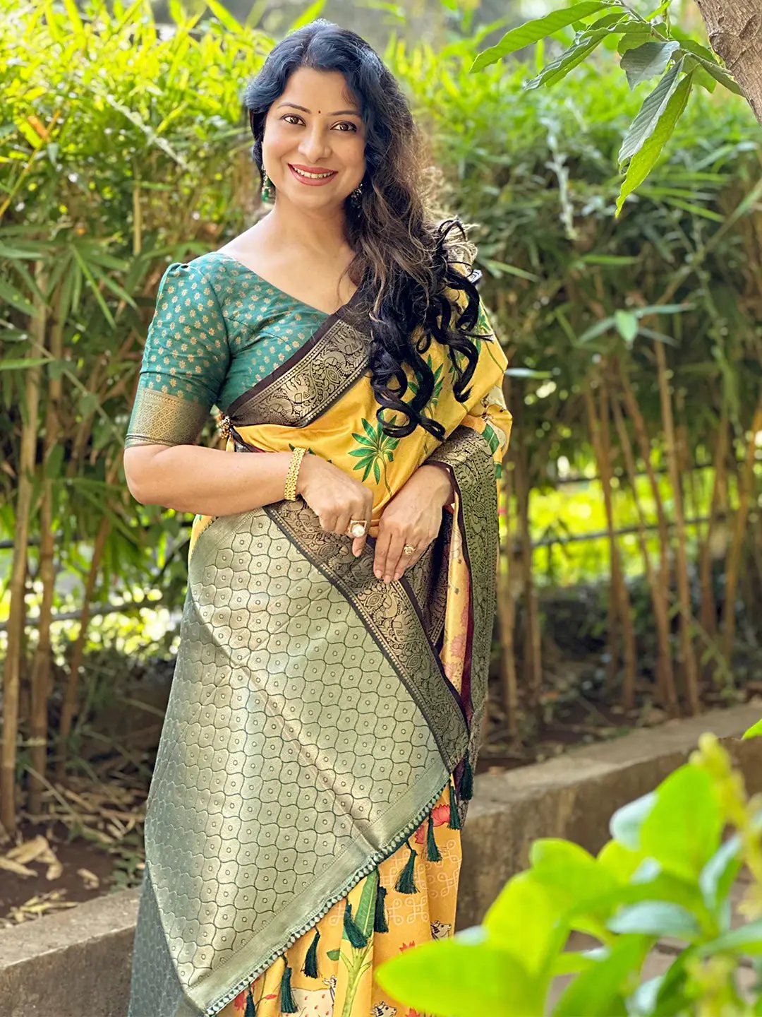 Yellow Pichwai Print Saree with Kanchi Zari Border