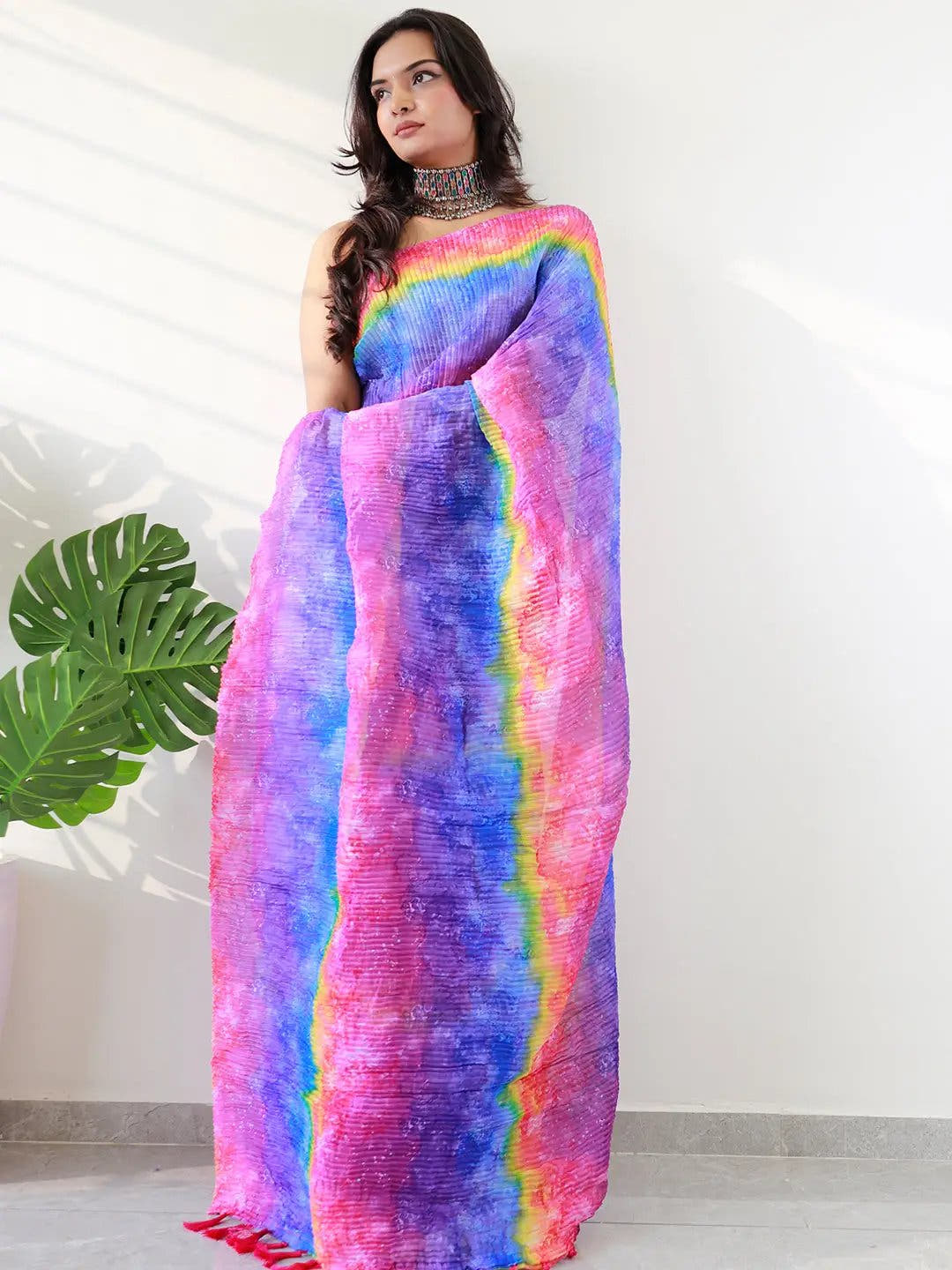Multy Colored Print Bollywood Saree